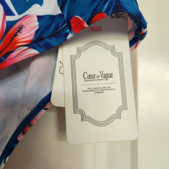 NWT Flurty Royale Blue v neck top and floral high-rise two-piece swimsuit - Picture 6 of 13